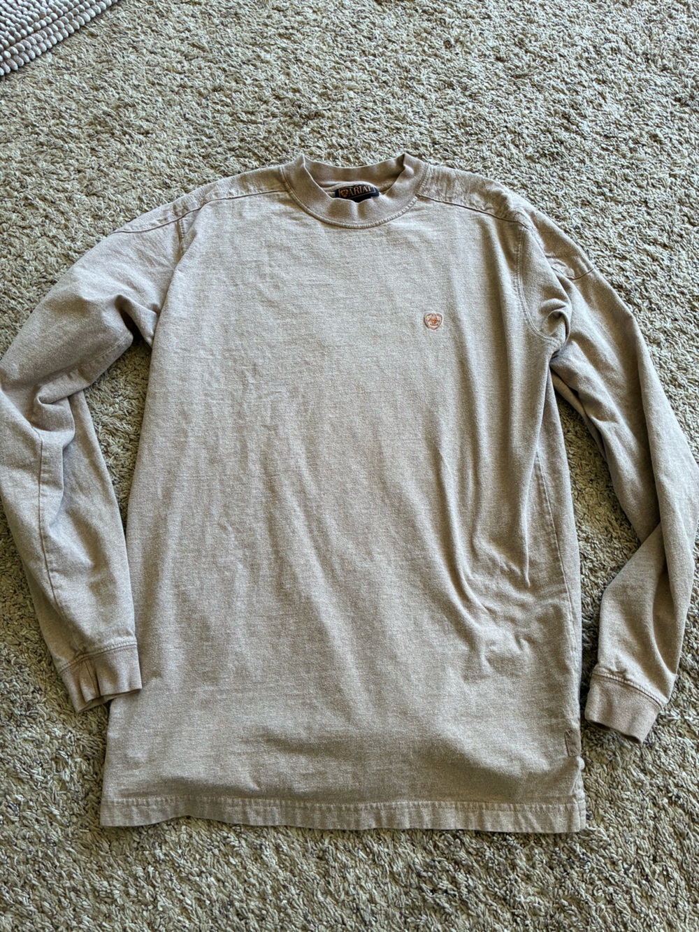 Ariat Tan Crewneck Sweatshirt with Branded Neck Tag